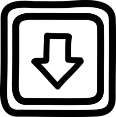 Down Button Hand Drawn Arrow And Squares Outlines Sticker Svg Vector, Free Vectors File